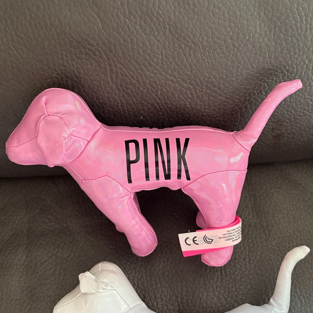 Victoria secret pink set of two shimmery dogs in pink and white - Picture 2 of 9